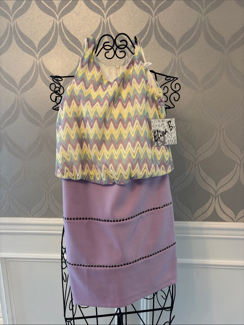 Eliza B. Lavender Chevron Two-Piece Girls' Formal Dress
